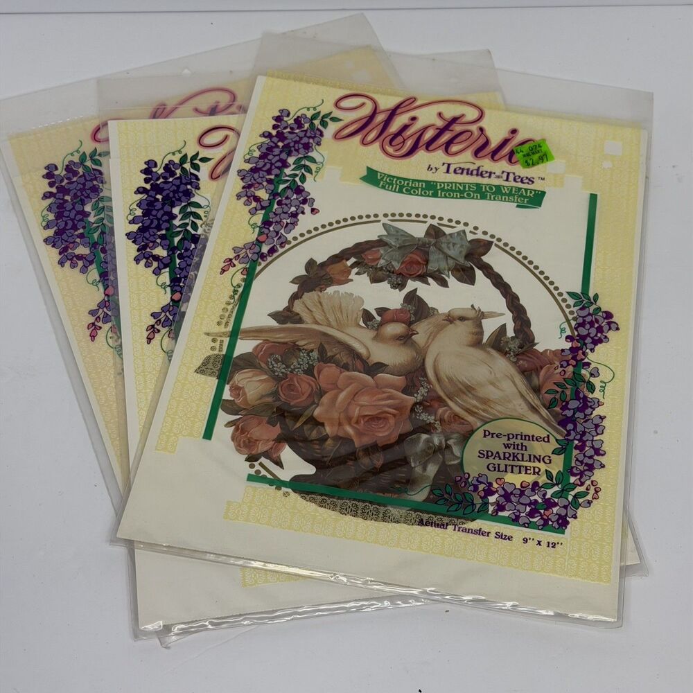 Lot of 3 Wisteria by Tender-Tees color iron-on transfers Victorian Angel Cherubs